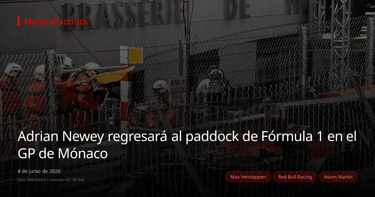 Adrian Newey regresará al paddock de Fórmula 1 en el GP de Mónaco