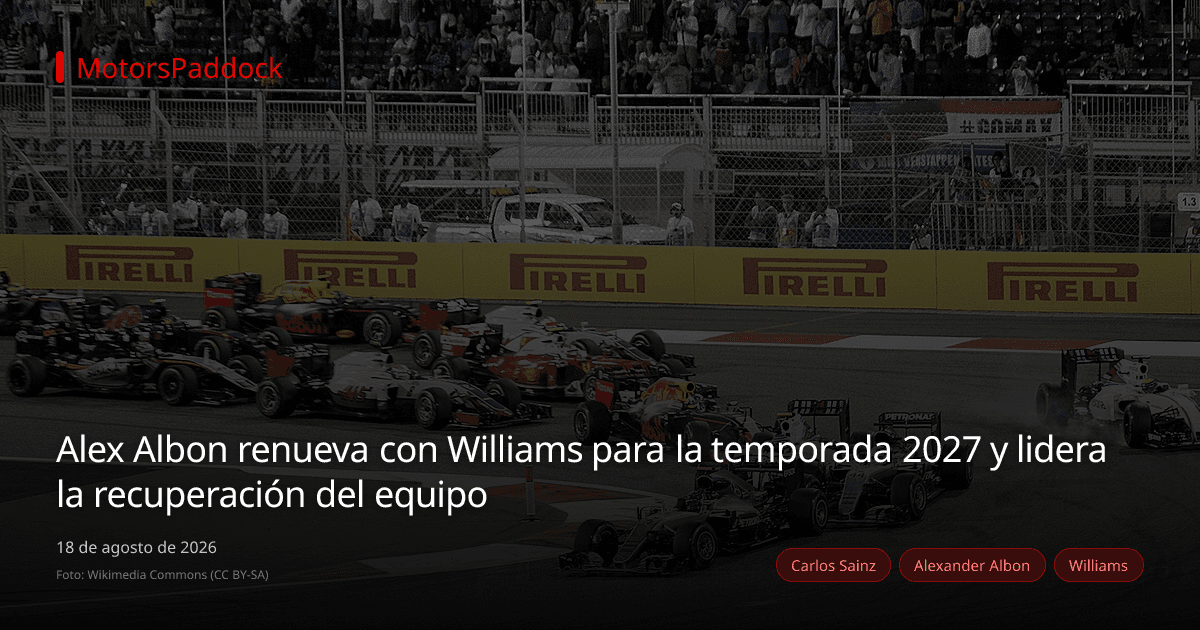 Alex Albon renueva con Williams para la temporada 2027 y lidera la recuperación del equipo