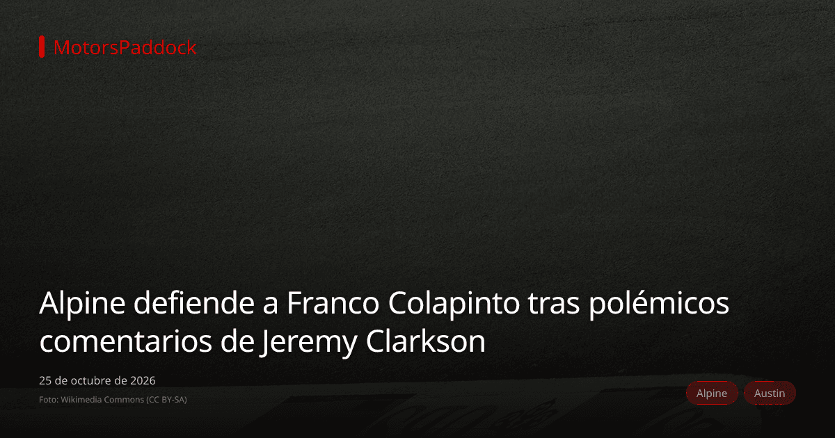 Alpine defiende a Franco Colapinto tras polémicos comentarios de Jeremy Clarkson