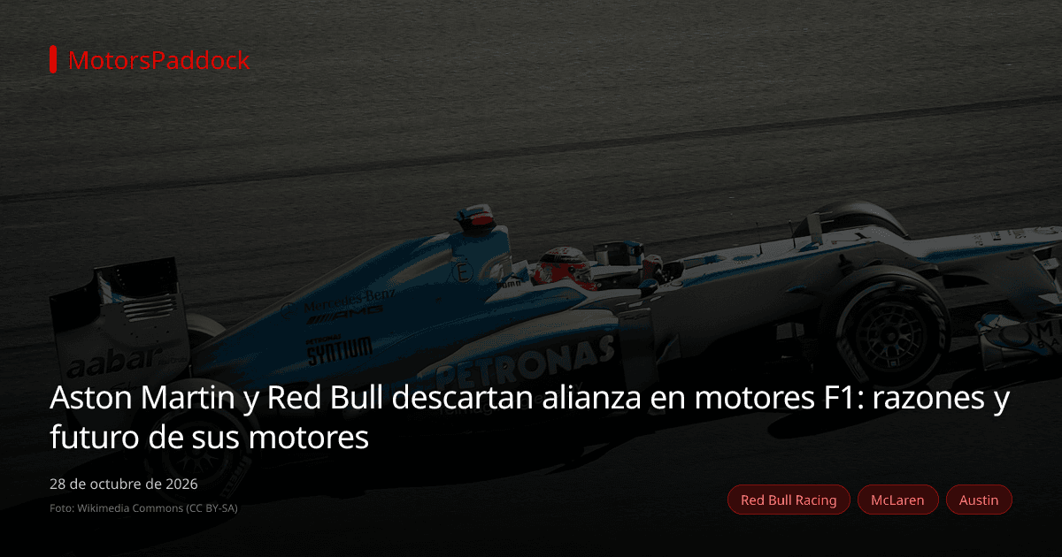 Aston Martin y Red Bull descartan alianza en motores F1: razones y futuro de sus motores
