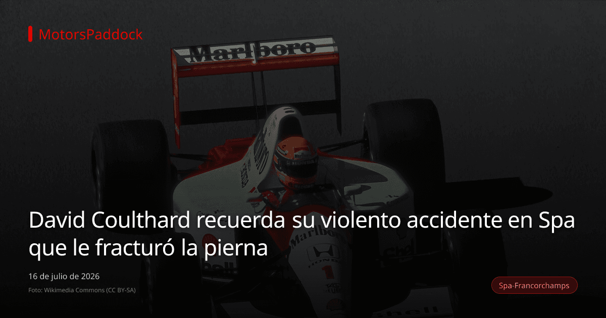 David Coulthard recuerda su violento accidente en Spa que le fracturó la pierna