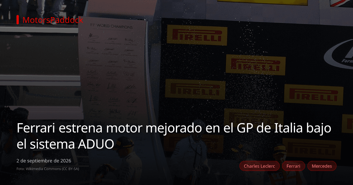 Ferrari estrena motor mejorado en el GP de Italia bajo el sistema ADUO