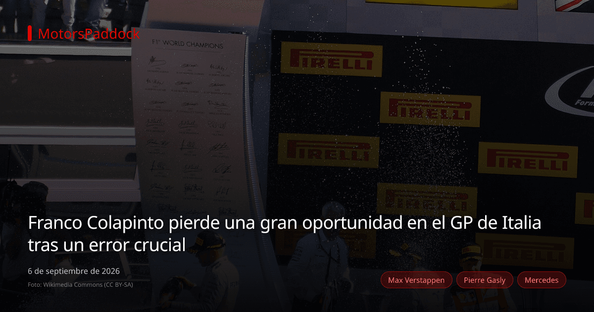 Franco Colapinto pierde una gran oportunidad en el GP de Italia tras un error crucial