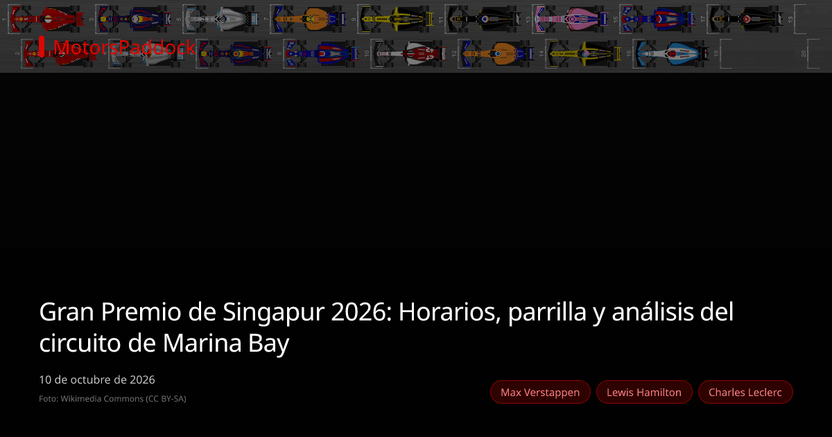 Gran Premio de Singapur 2026: Horarios, parrilla y análisis del circuito de Marina Bay