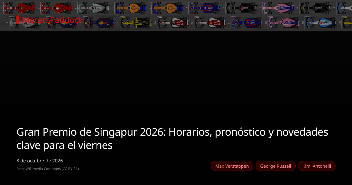 Gran Premio de Singapur 2026: Horarios, pronóstico y novedades clave para el viernes
