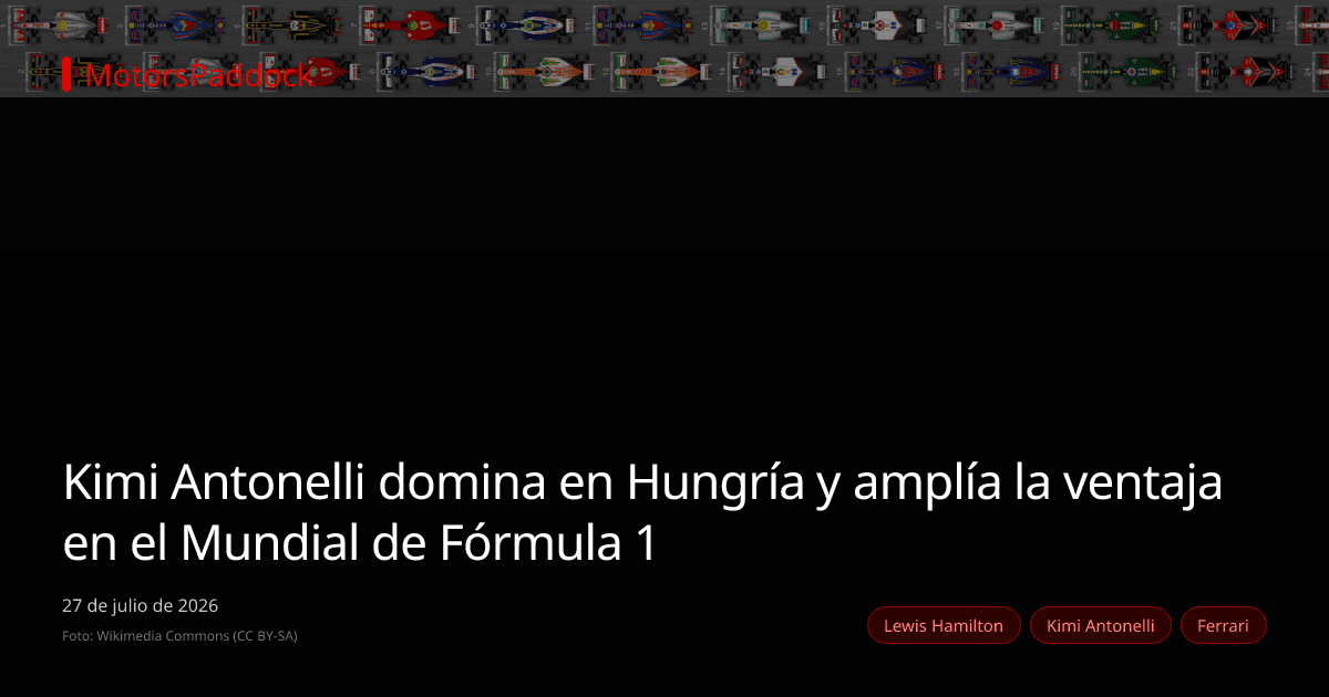 Kimi Antonelli domina en Hungría y amplía la ventaja en el Mundial de Fórmula 1