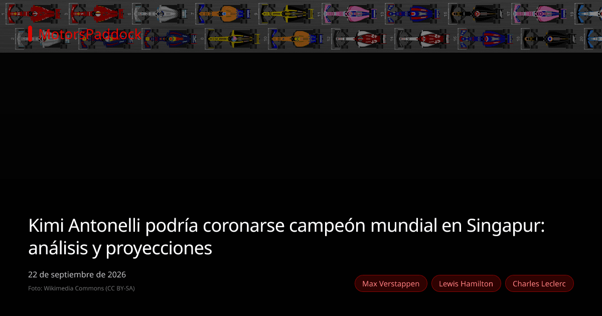 Kimi Antonelli podría coronarse campeón mundial en Singapur: análisis y proyecciones
