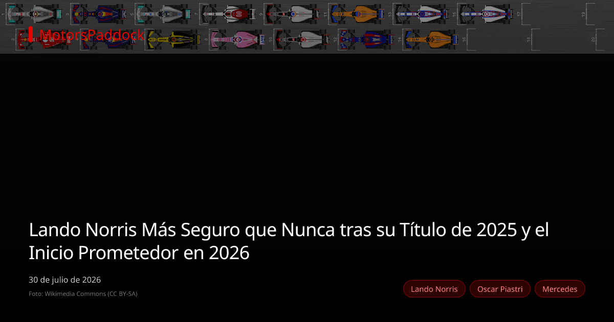 Lando Norris Más Seguro que Nunca tras su Título de 2025 y el Inicio Prometedor en 2026