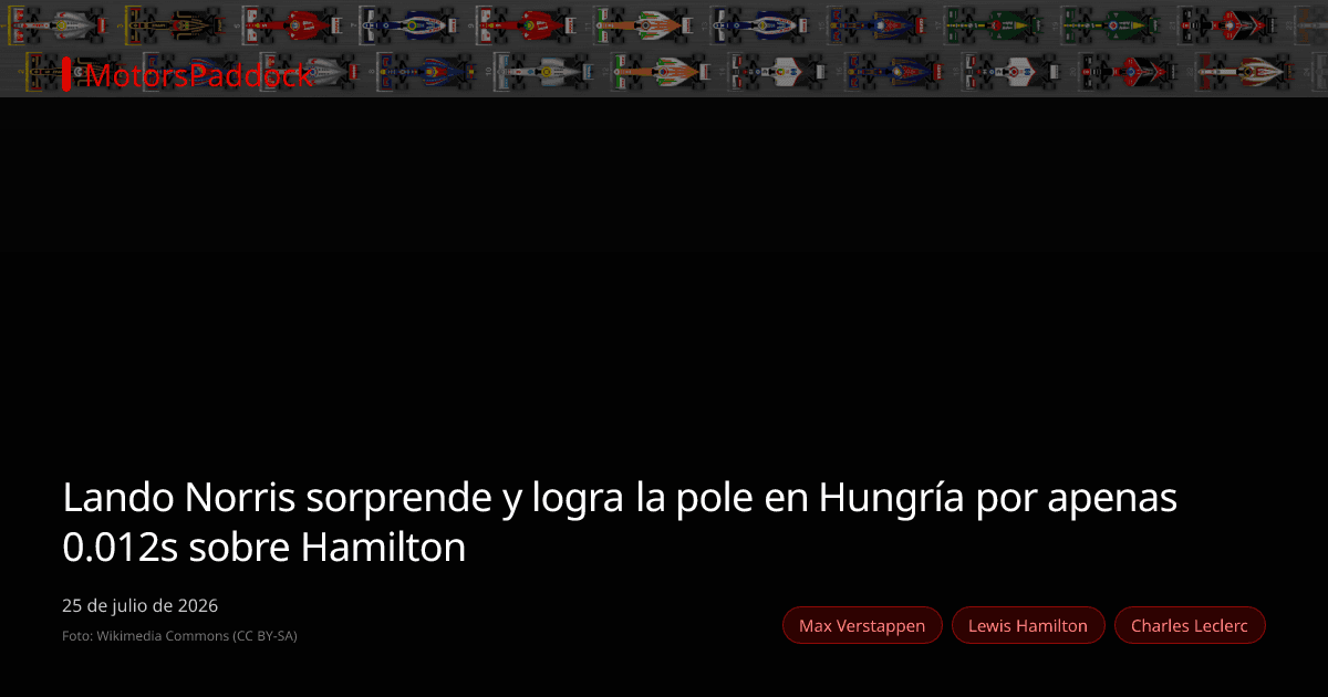 Lando Norris sorprende y logra la pole en Hungría por apenas 0.012s sobre Hamilton