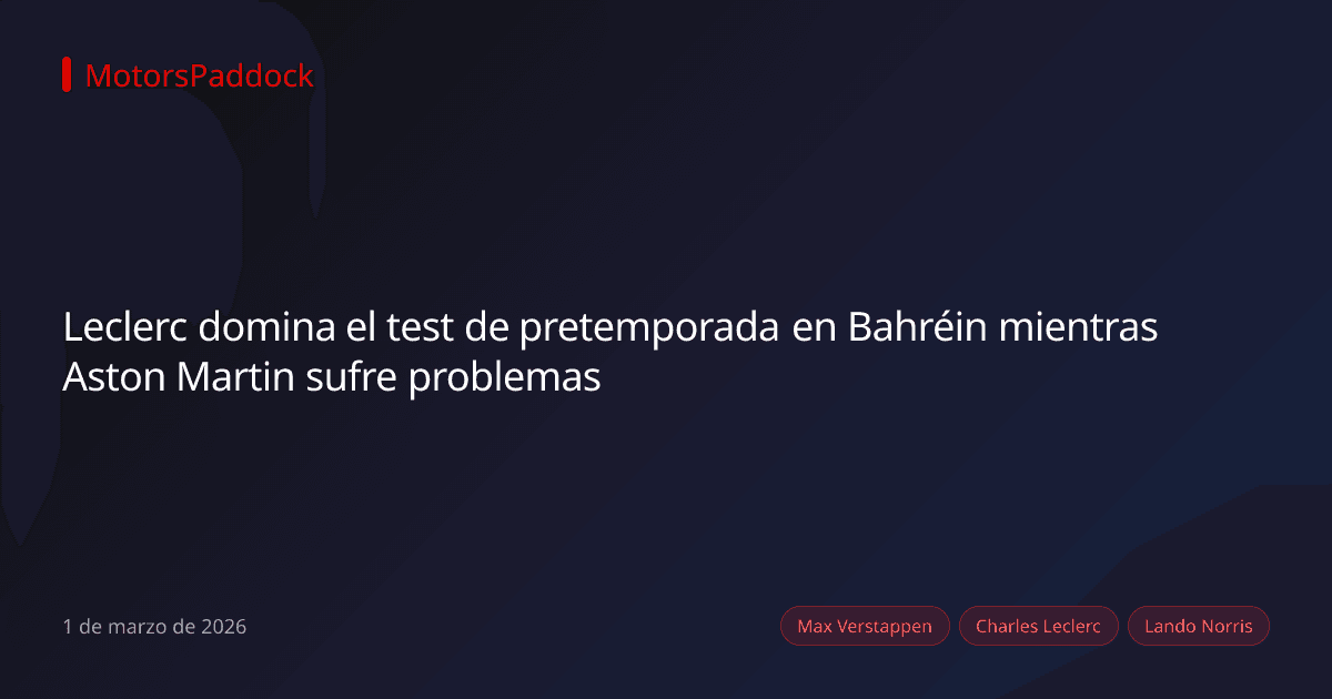 Leclerc domina el test de pretemporada en Bahréin mientras Aston Martin sufre problemas