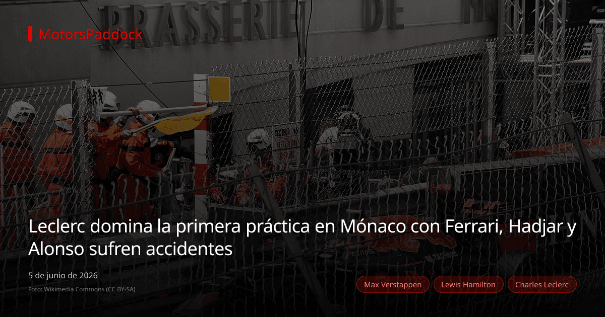 Leclerc domina la primera práctica en Mónaco con Ferrari, Hadjar y Alonso sufren accidentes