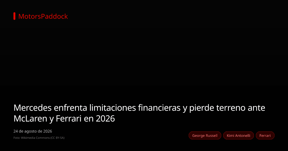 Mercedes enfrenta limitaciones financieras y pierde terreno ante McLaren y Ferrari en 2026