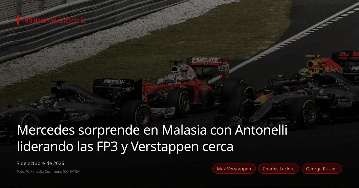 Mercedes sorprende en Malasia con Antonelli liderando las FP3 y Verstappen cerca