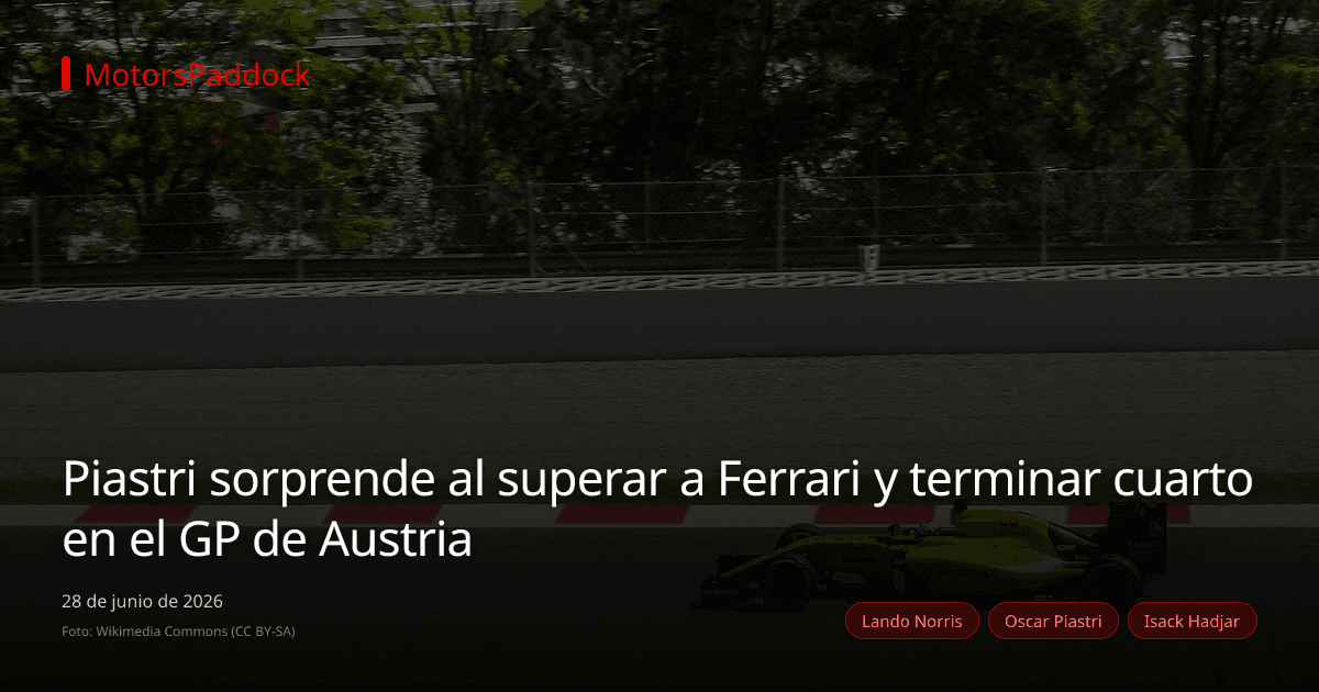 Piastri sorprende al superar a Ferrari y terminar cuarto en el GP de Austria