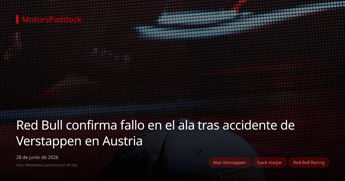 Red Bull confirma fallo en el ala tras accidente de Verstappen en Austria