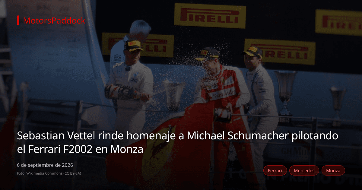Sebastian Vettel rinde homenaje a Michael Schumacher pilotando el Ferrari F2002 en Monza