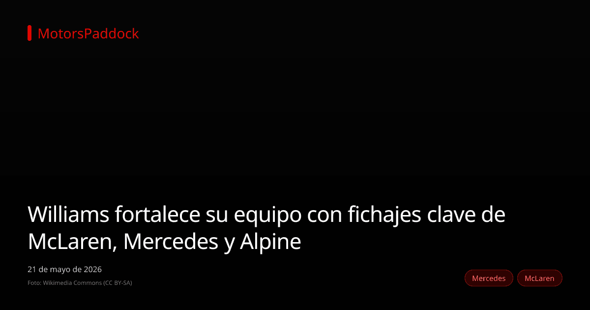 Williams fortalece su equipo con fichajes clave de McLaren, Mercedes y Alpine
