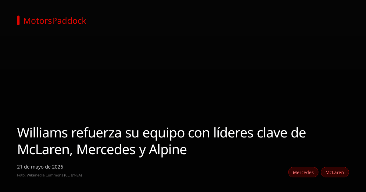 Williams refuerza su equipo con líderes clave de McLaren, Mercedes y Alpine