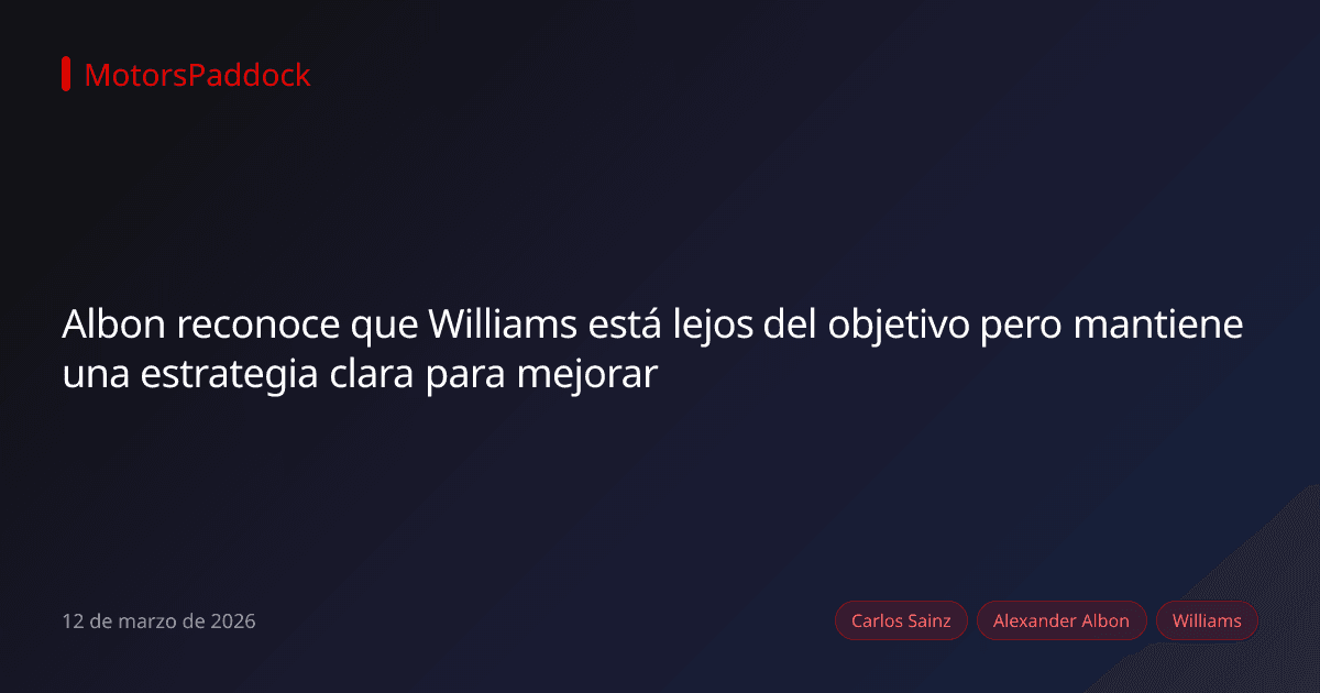 Albon reconoce que Williams está lejos del objetivo pero mantiene una estrategia clara para mejorar