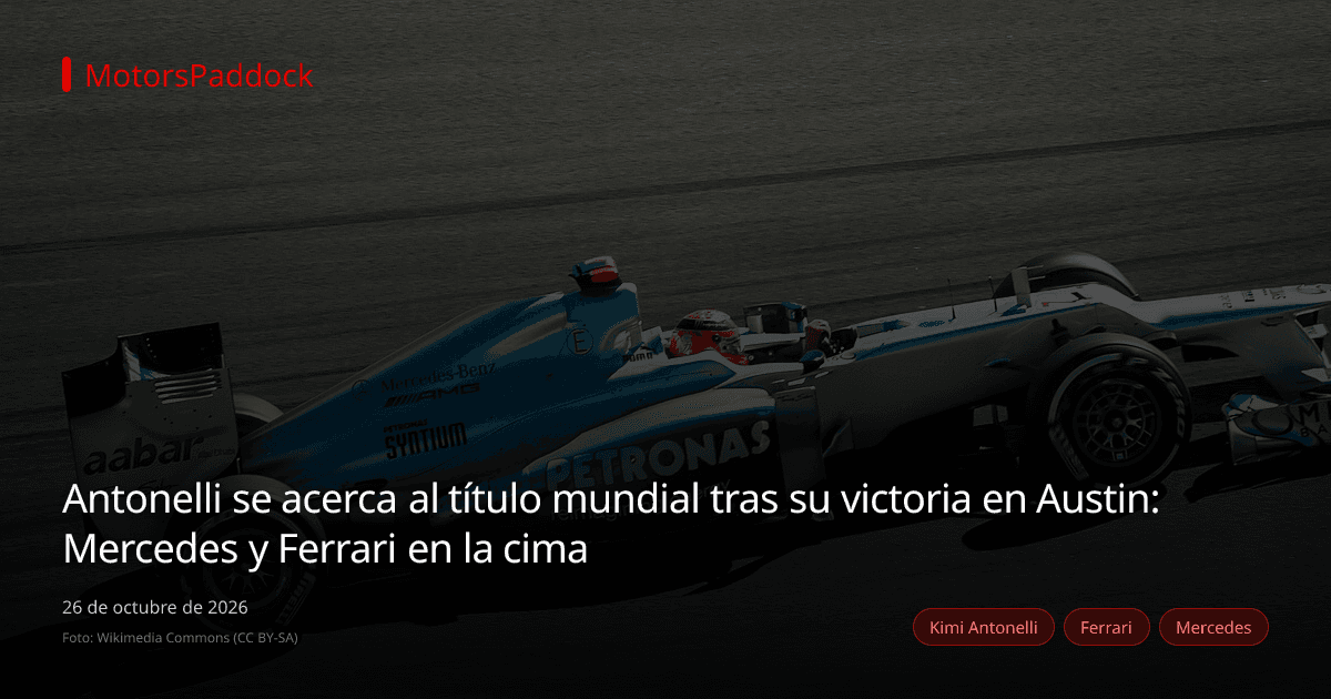 Antonelli se acerca al título mundial tras su victoria en Austin: Mercedes y Ferrari en la cima