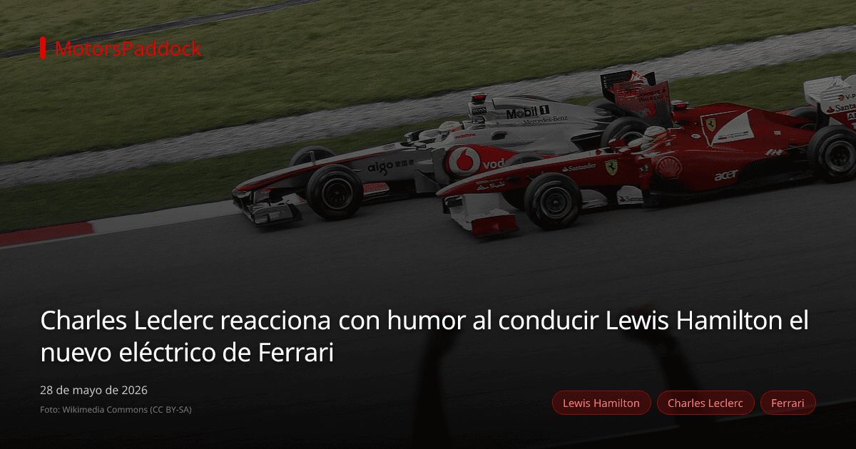 Charles Leclerc reacciona con humor al conducir Lewis Hamilton el nuevo eléctrico de Ferrari