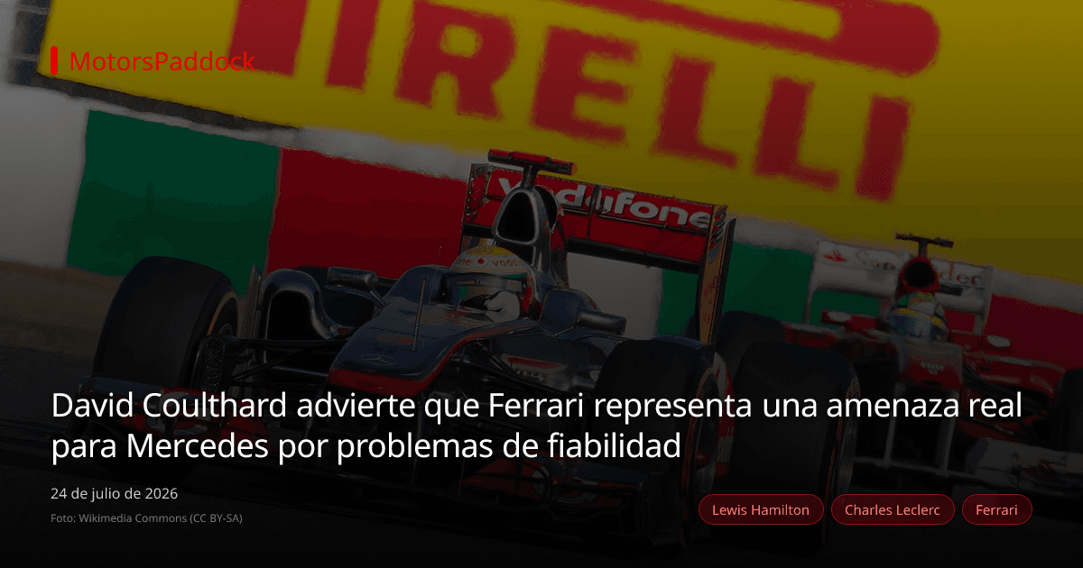 David Coulthard advierte que Ferrari representa una amenaza real para Mercedes por problemas de fiabilidad