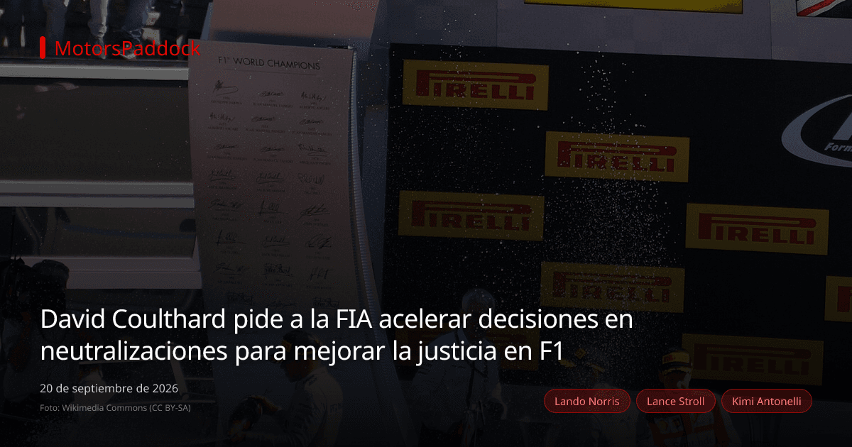 David Coulthard pide a la FIA acelerar decisiones en neutralizaciones para mejorar la justicia en F1