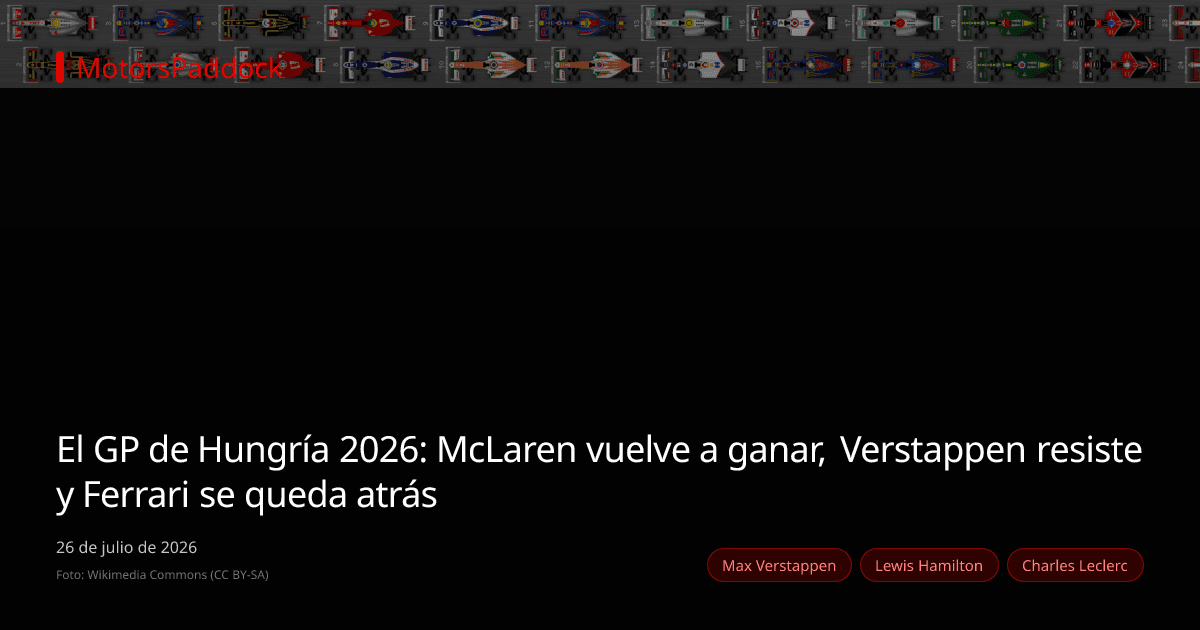 El GP de Hungría 2026: McLaren vuelve a ganar, Verstappen resiste y Ferrari se queda atrás