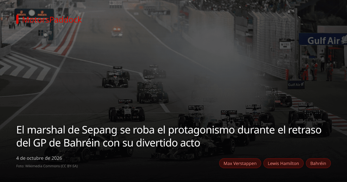 El marshal de Sepang se roba el protagonismo durante el retraso del GP de Bahréin con su divertido acto