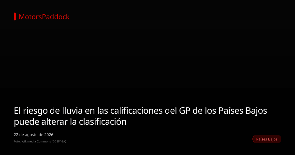 El riesgo de lluvia en las calificaciones del GP de los Países Bajos puede alterar la clasificación
