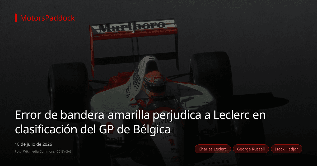Error de bandera amarilla perjudica a Leclerc en clasificación del GP de Bélgica