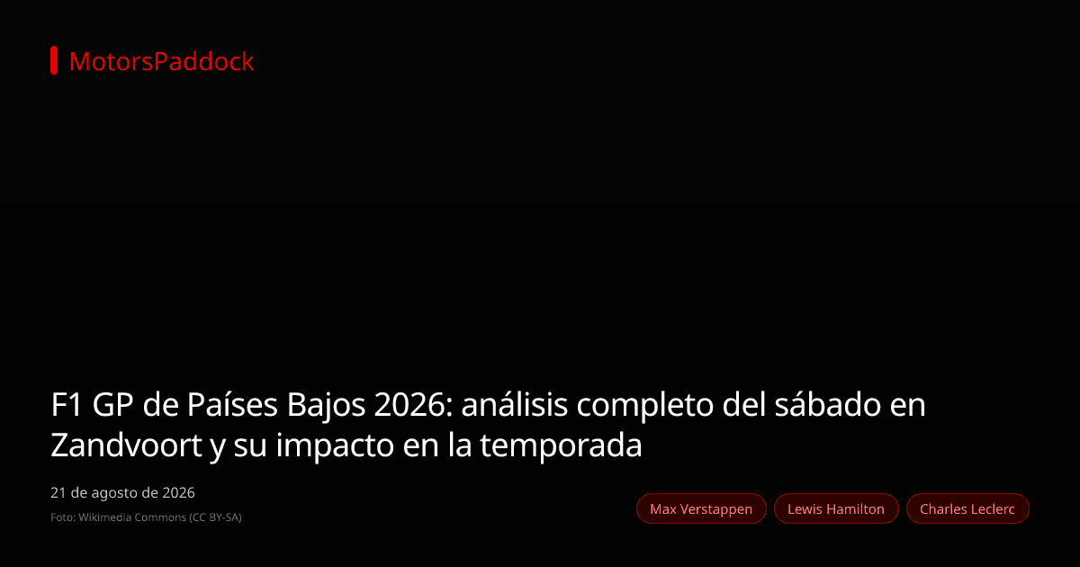 F1 GP de Países Bajos 2026: análisis completo del sábado en Zandvoort y su impacto en la temporada