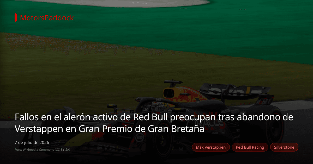Fallos en el alerón activo de Red Bull preocupan tras abandono de Verstappen en Gran Premio de Gran Bretaña
