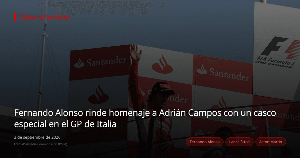 Fernando Alonso rinde homenaje a Adrián Campos con un casco especial en el GP de Italia