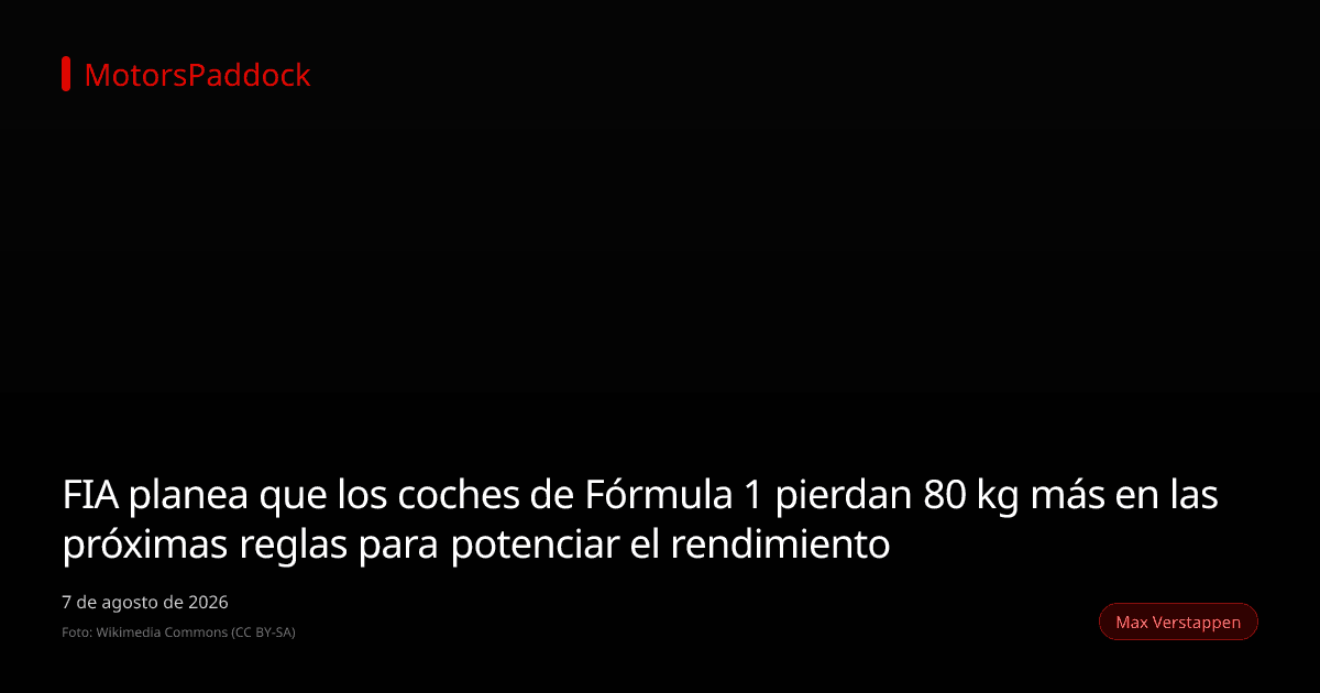 FIA planea que los coches de Fórmula 1 pierdan 80 kg más en las próximas reglas para potenciar el rendimiento