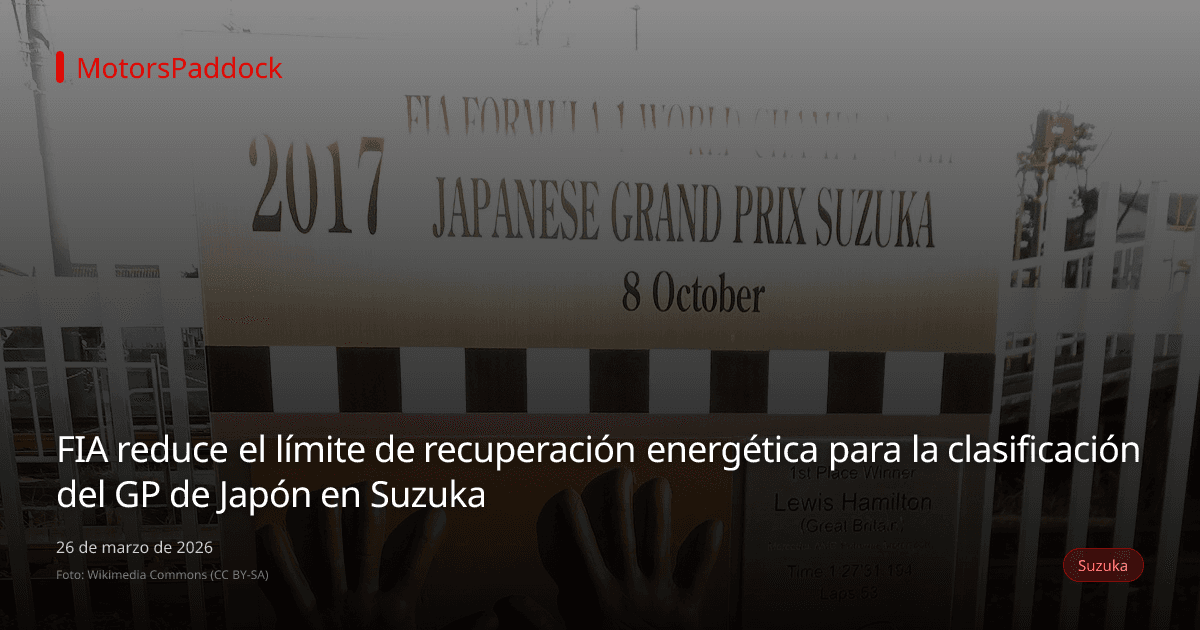 FIA reduce el límite de recuperación energética para la clasificación del GP de Japón en Suzuka
