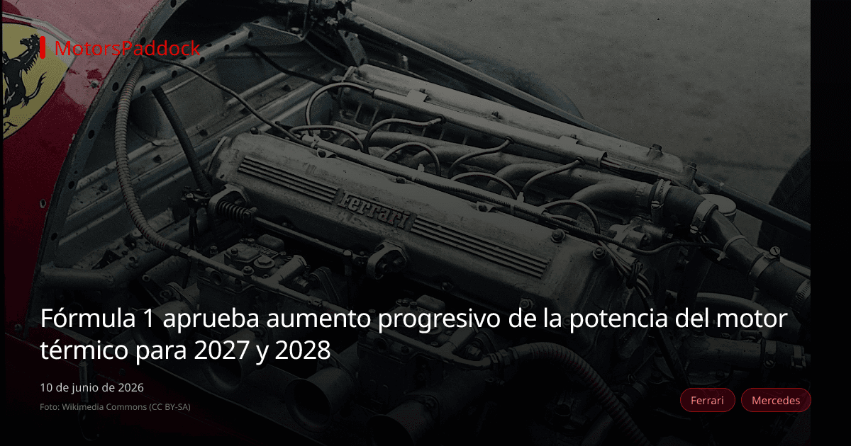 Fórmula 1 aprueba aumento progresivo de la potencia del motor térmico para 2027 y 2028