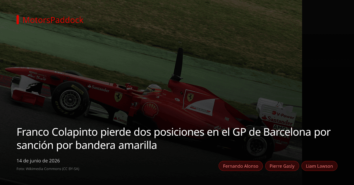 Franco Colapinto pierde dos posiciones en el GP de Barcelona por sanción por bandera amarilla