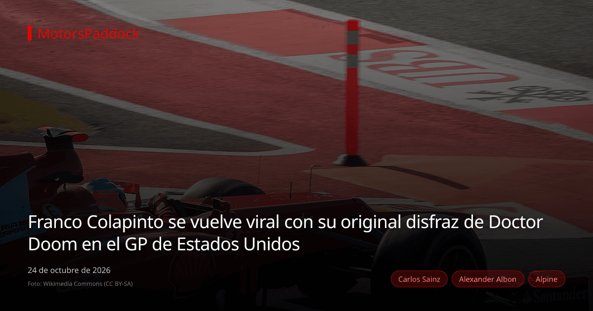 Franco Colapinto se vuelve viral con su original disfraz de Doctor Doom en el GP de Estados Unidos