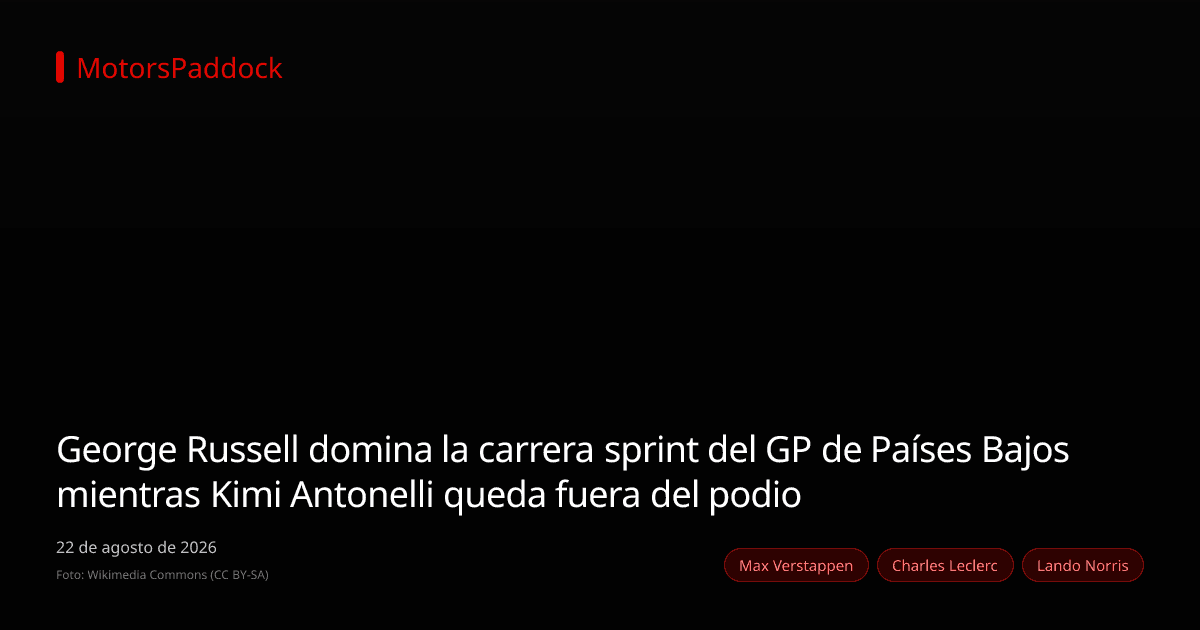 George Russell domina la carrera sprint del GP de Países Bajos mientras Kimi Antonelli queda fuera del podio
