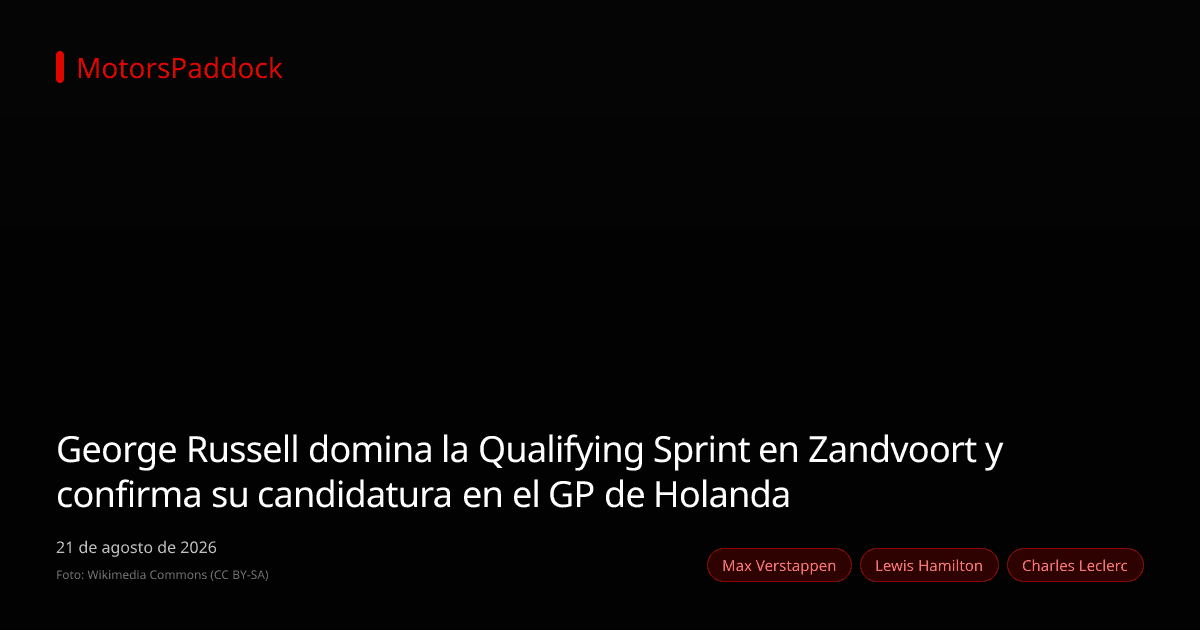 George Russell domina la Qualifying Sprint en Zandvoort y confirma su candidatura en el GP de Holanda