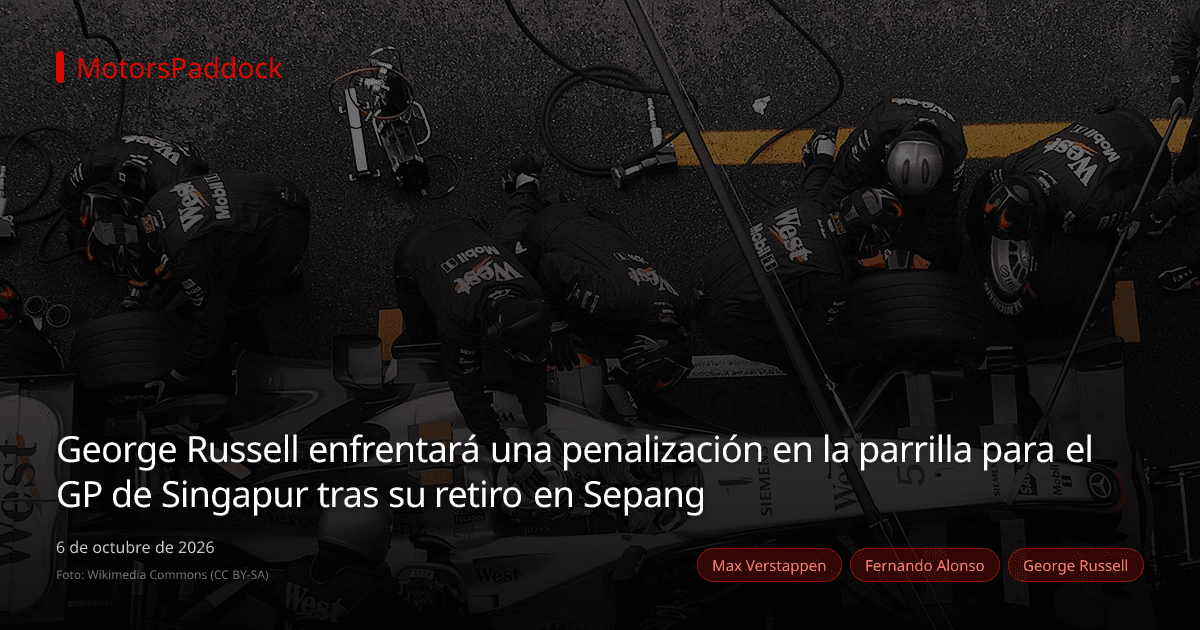 George Russell enfrentará una penalización en la parrilla para el GP de Singapur tras su retiro en Sepang