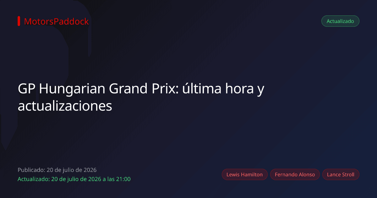GP Hungarian Grand Prix: última hora y actualizaciones