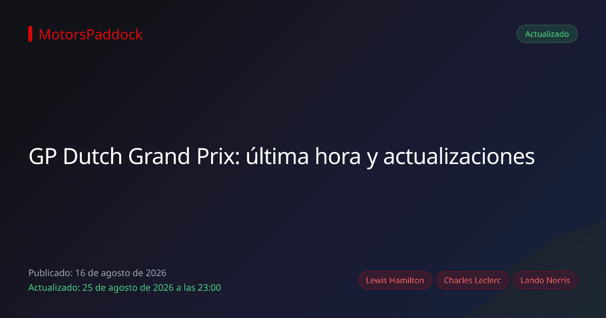 GP Dutch Grand Prix: última hora y actualizaciones