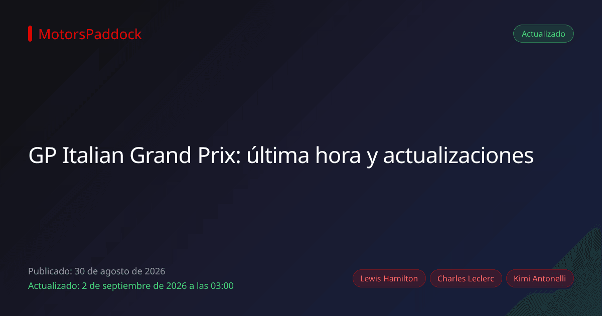 GP Italian Grand Prix: última hora y actualizaciones