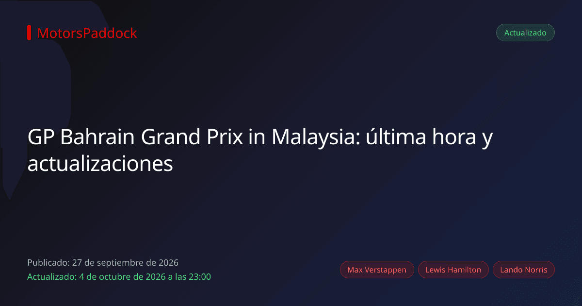 GP Bahrain Grand Prix in Malaysia: última hora y actualizaciones
