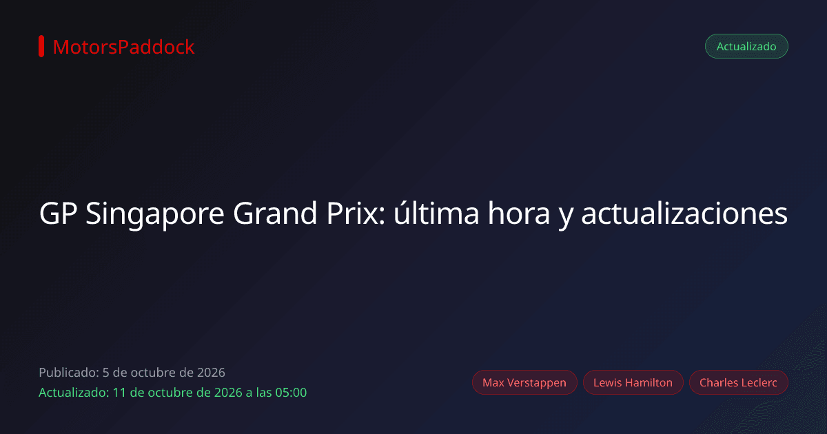 GP Singapore Grand Prix: última hora y actualizaciones