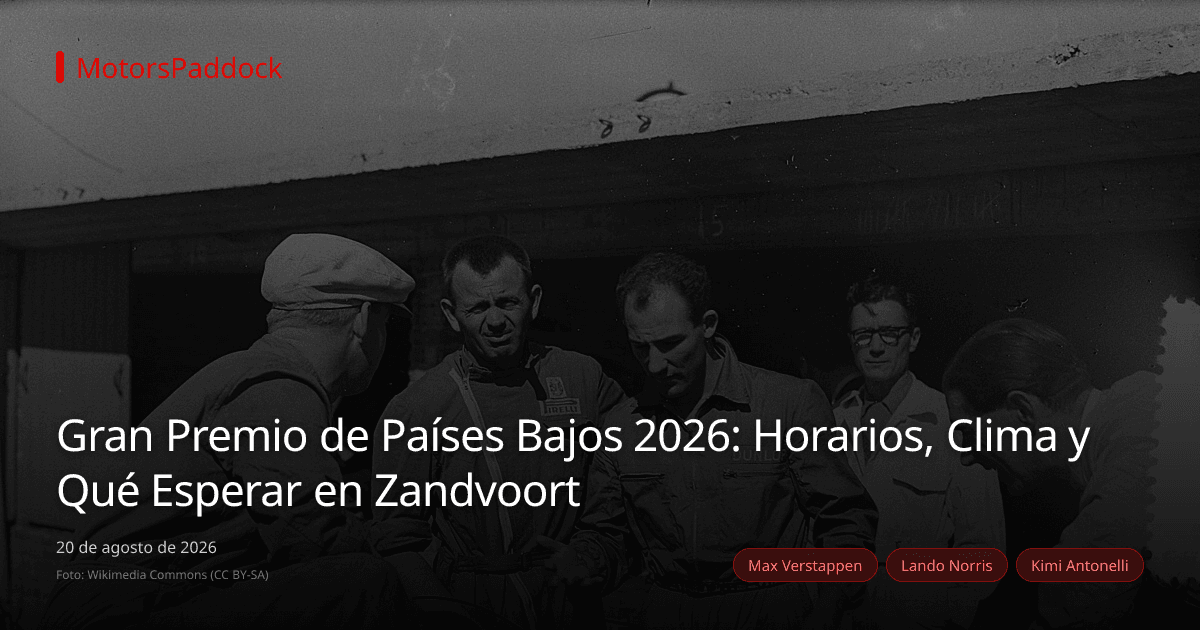 Gran Premio de Países Bajos 2026: Horarios, Clima y Qué Esperar en Zandvoort
