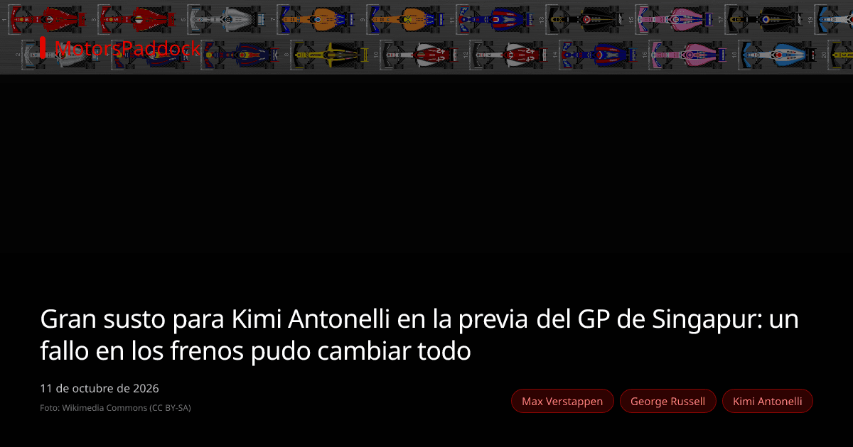 Gran susto para Kimi Antonelli en la previa del GP de Singapur: un fallo en los frenos pudo cambiar todo