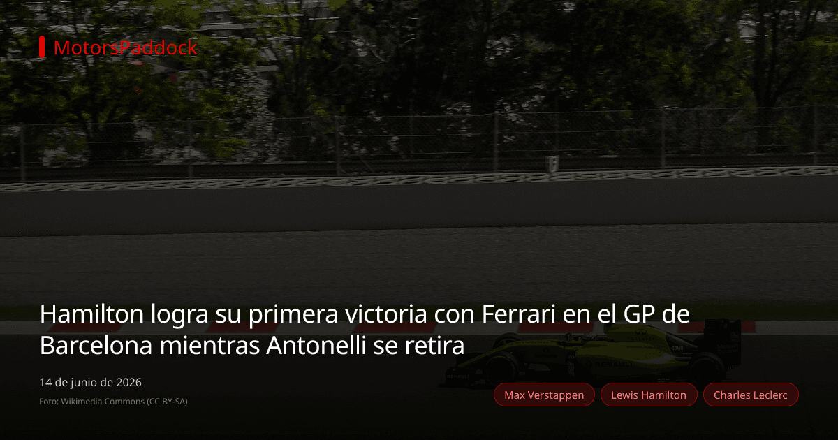 Hamilton logra su primera victoria con Ferrari en el GP de Barcelona mientras Antonelli se retira